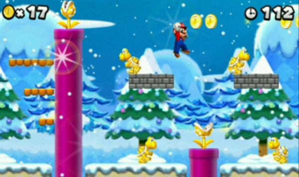 Golden Enemies in New Super Mario Bros. 2 Screenshot