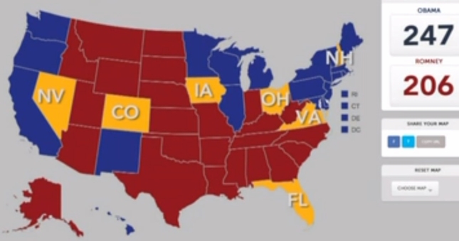 Battleground States Electoral College Presidential Election 2012