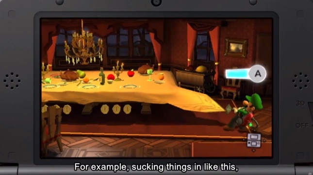 Luigi's Mansion 3DS Sucking Tablecloth Gameplay Screenshot